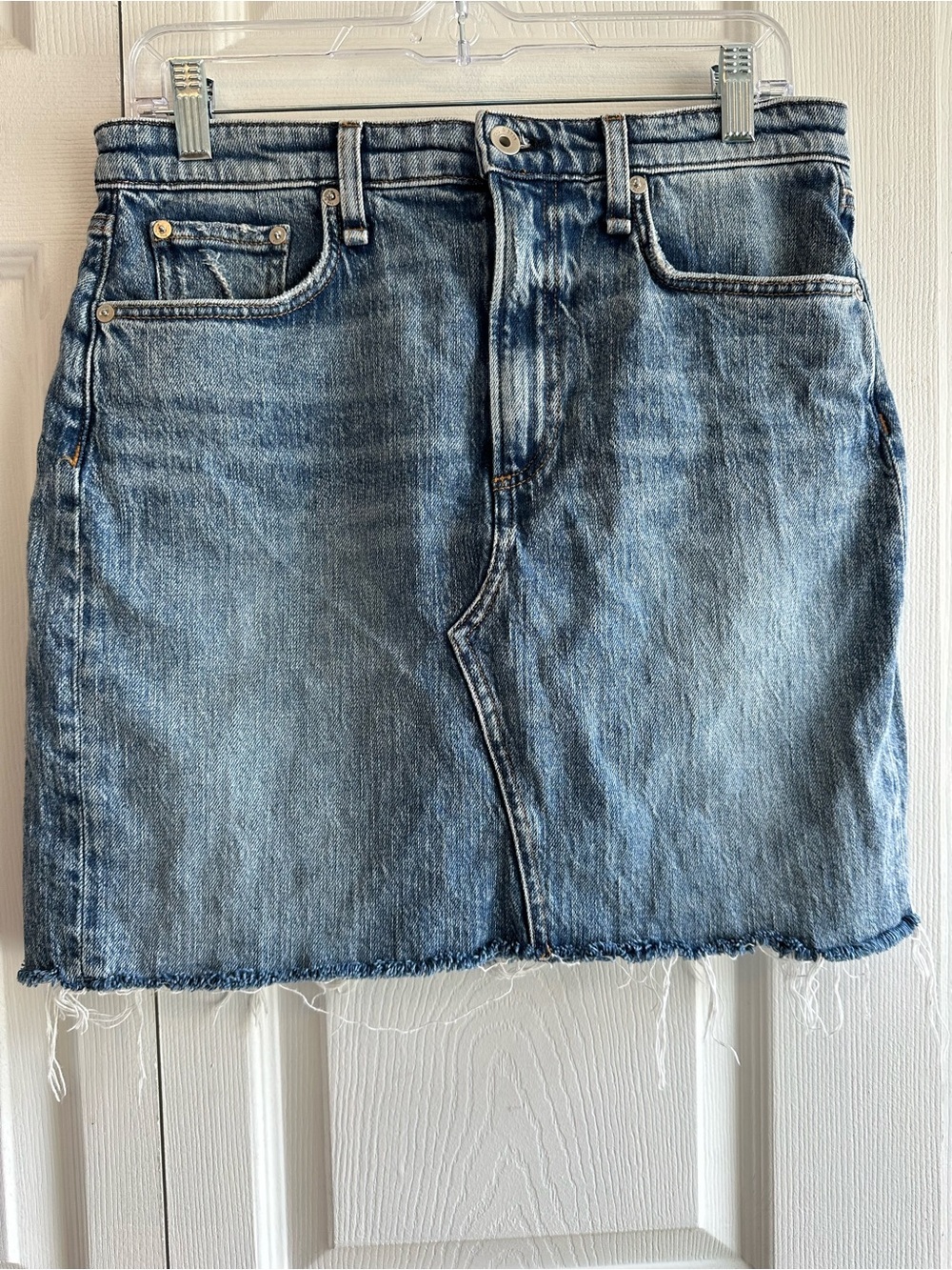 rag & bone Hayden Denim Cut Off Distressed Mini Skirt Y2K Sz 29